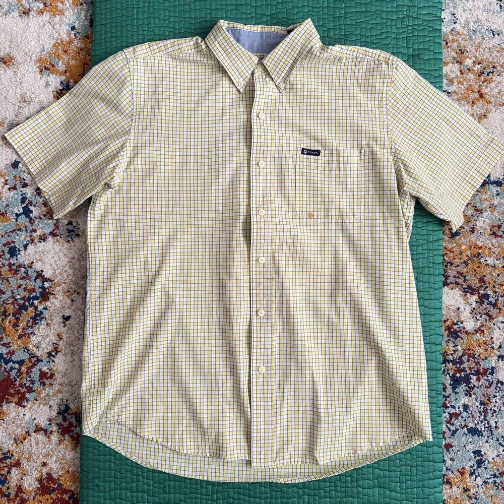 Chaps Ralph Lauren Shirt Men's L Collared Short Sleeve Button Up Preppy Classic
